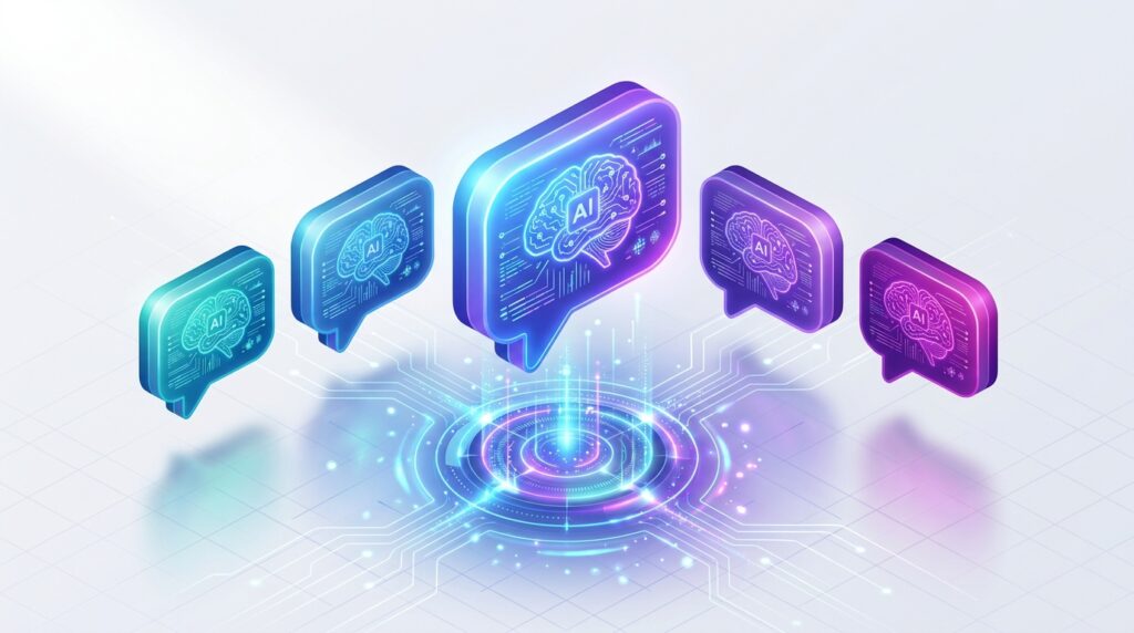 Best AI Chatbots in 2026: An Honest Comparison Guide Isometric illustration of colorful AI chatbot icons...