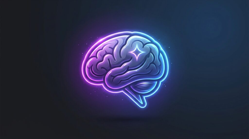 Glowing brain-like chat bubble...