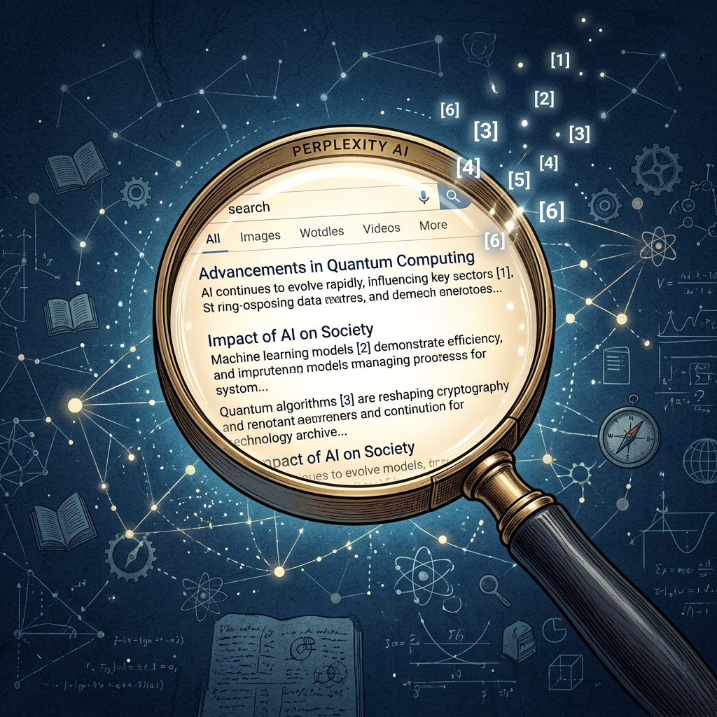 Magnifying glass with citations...