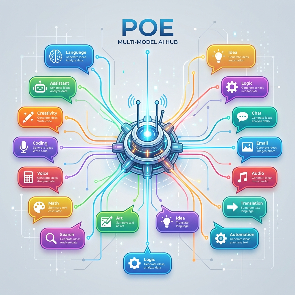 Hub with multiple model chat bubbles..
