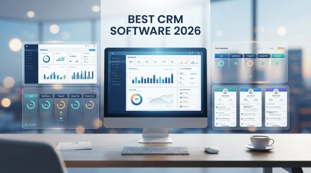 Best CRM Software in 2026: Honest Comparison & Buyer’s Guide Best CRM software comparison 2026 — featured image showing abstract CRM interface elements